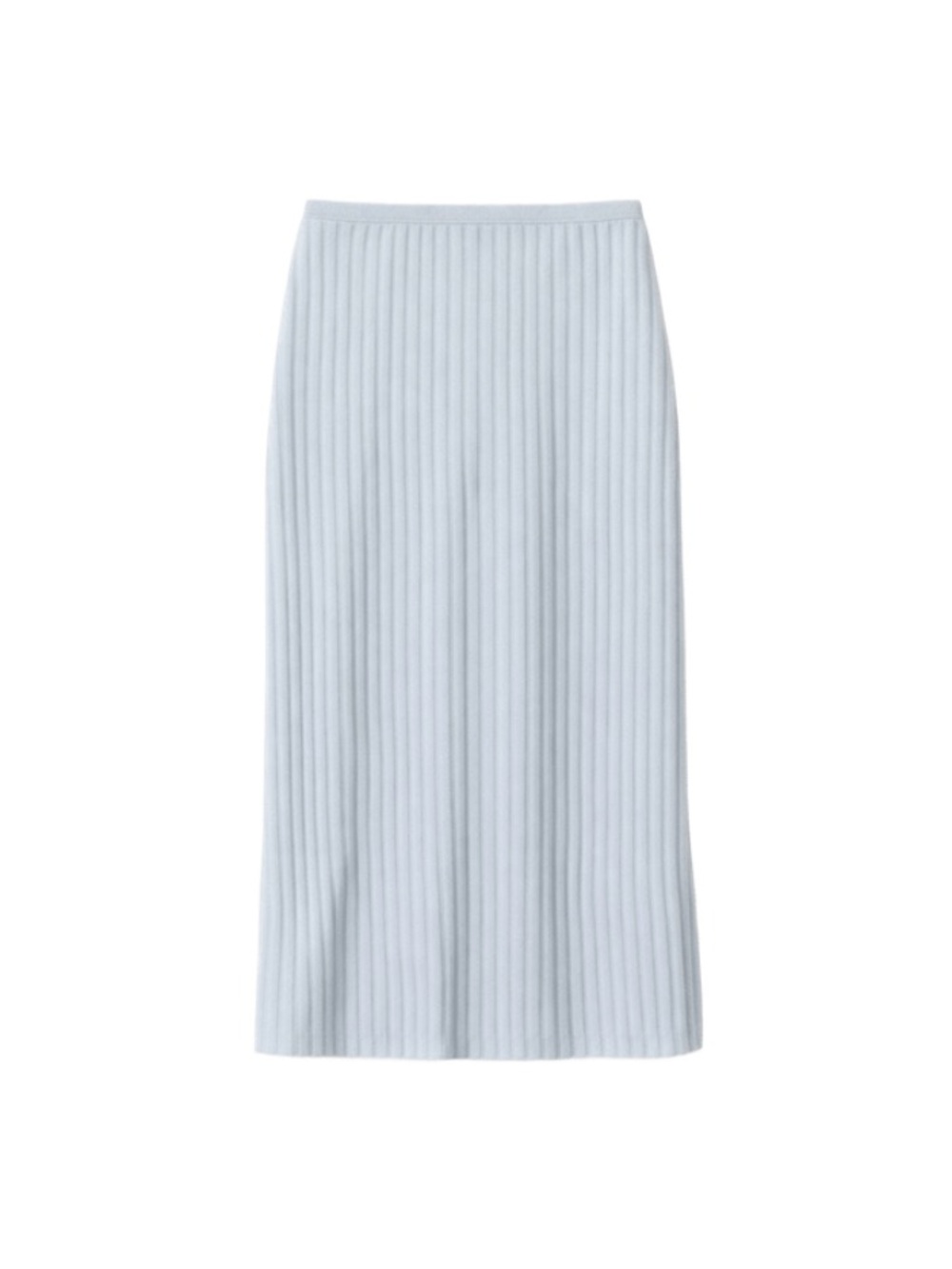 Ribbed Knit Midi Skirt in Pale Blue